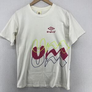 UMBRO Shirt Adult M Soccer 90s Short Sleeve Single Stitch Cotton White USA VTG